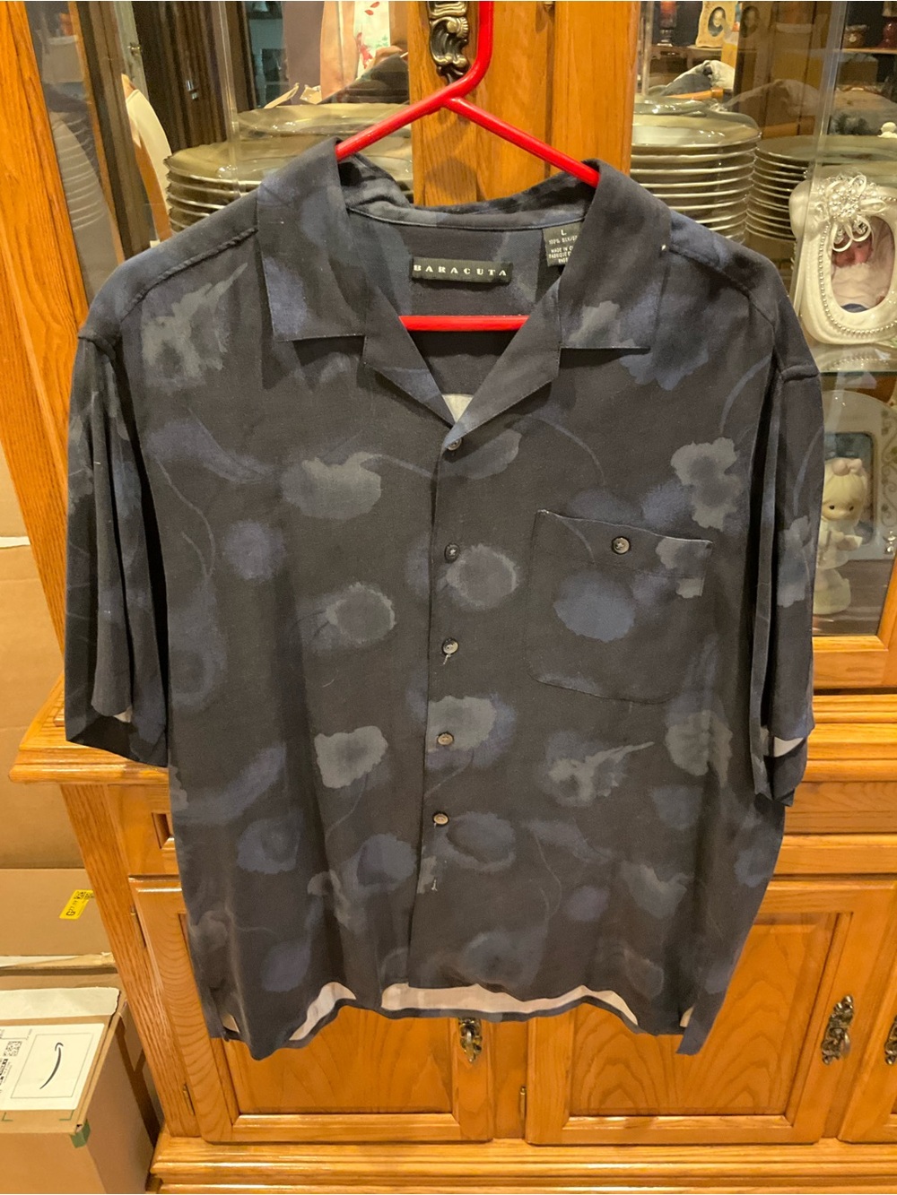 Baracuta Men's Navy Short-Sleeve Button-Down Camp Shirt
